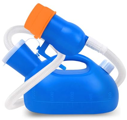 Portable Urinals for Men Spill Proof, OOCOME Upgrade Male Urinal Bottle Spill Proof for Seniors, Bedside Urinal with Soft Funnel & Long Hose, for Hospital Wheelchair Bedridden Car and Travel Use