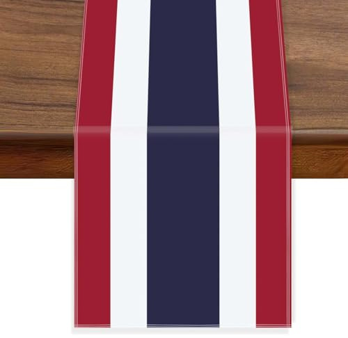 Thailand-National Velvet Table Runner,Thai-Nation Flag Table Cloth Decoration,Soft Texture Tablecloth for Home Party Decor 12×72inch