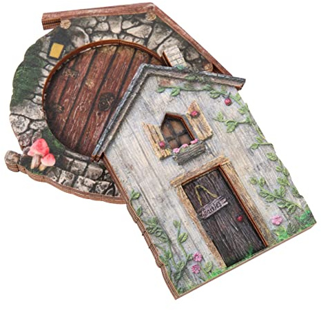 UPKOCH 3 Sätze Elf Feen -türdekoration Im Freien Feentür Für Baum Fee Gnom Tür Mini-gartentür Türverzierung Gartenbaum Feentür Miniatur-türschmuck Fee Tür Handwerk Holz Grau 2 Stücke * 3