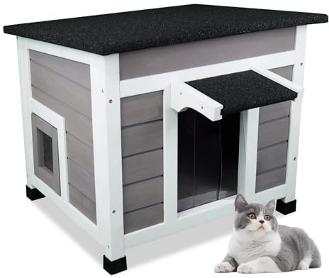 Outdoor Weatherproof Cat House, Grey, 23.6x20.9x20.3