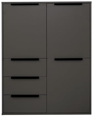 FURNARO Highboard Bonnie Kommode Schrank in anthrazit matt Lack B/H/T: 98x128x45 cm