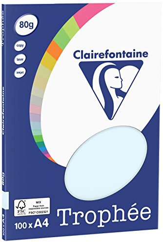 Clairefontaine 4101C - Ries Druckerpapier / Kopierpapier Clairalfa PPP, DIN A4, 80g, 100 Blatt, Hellblau, 1 Ries