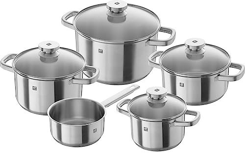 ZWILLING Joy Kochtopf-Set, 5-teilig, 4 Deckel, Induktionsgeeignet, Edelstahl