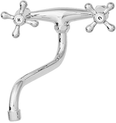 Kitchen/Bathroom Wall Mounted Cold/HOT Water TAP Cross Head Chrome-Plated S-Type