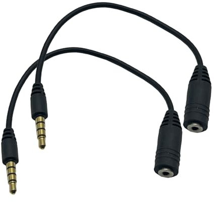 Seadream 2Pack 6 inch 4-Pole 3.5mm Male to 2.5mm Female Headset Audio Adapter Cable Extender Stereo Jack (2Pack)