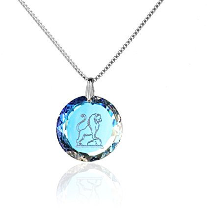 Silberkette Halskette 925 Silber Sternzeichen Tierkreiszeichen Löwe hergestellt mit Swarovski®Kristall
