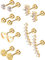 6 Paires de Boucle d'Oreille de Tragus de Cartilage en Acier Inoxydable Goujons Labret Haltère Lèvre Nez Corps Stud Piercing pour Ornements de Hommes et Femmes (Or)