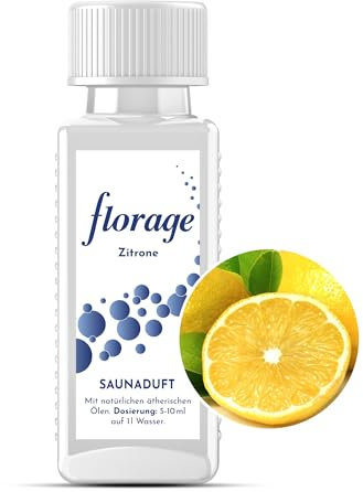 Florage 100ml Saunaaufguss ZITRONE - 50 Jahre Erfahrung als deutsche Duftmanufaktur, hochergiebiges Aufgussmittel für die Sauna, viele Aufguss Düfte, vegan und ohne Tierversuche, auch als Set