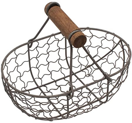 Chicken Egg Bbasket, Cabilock Wire Egg Basket with Handle, Vintage Kitchen Egg Holder, Egg Gathering Basket for Kids and Adults, Farmhouse Egg Holder or Fruit Basket