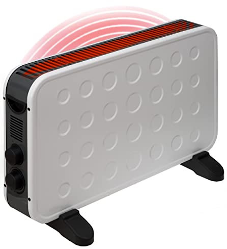 Brollux W2K - Calefacción eléctrica (2000 W, convector móvil, con termostato, color blanco)