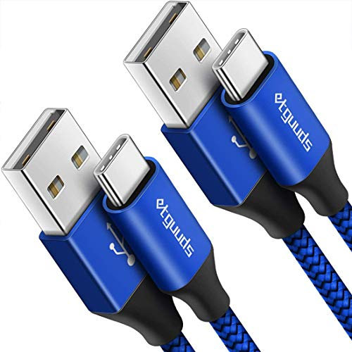 etguuds [2Pack 1M] Cable USB C, Cable Cargador USB Tipo C Carga Rapida y Sincronización Nylon Trenzado para Samsung Galaxy S23 S22 S21 S20 S10 S9 A20E A50 A51 A54 (Azul)