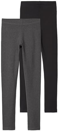 NAME IT Mädchen Nkfvivian 2p Noos Leggings, Dark Grey Melange, 110-116 EU