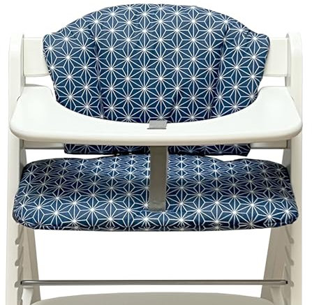 Blausberg Baby - Sitzkissen Set für Hauck Alpha, Beta Polster Zubehör für Hochstuhl - 2-teilige Sitzauflage 100% Baumwolle, Oeko-TEX Standard 100 - Made in Germany (Happy Star Blueberry Blau)