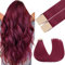 GOO GOO Tape in Hair Extensions Echthaar, Burgundy Red 10pcs 25g 40cm, Farbige Tape ins Echthaar Extensions, Silky&Soft Invisible Tape Ins, Straight Remy Hair Highlighted for Party
