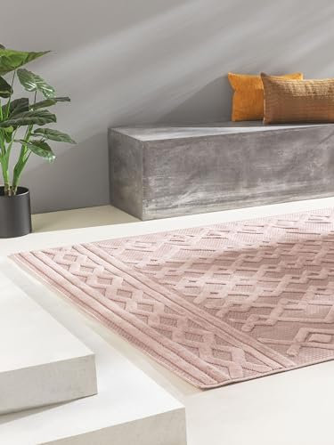 benuta Nest Teppich Bonte - Rosa 80x150 cm - Kunstfaser - Outdoor geeignet - Rechteckig - Pflegeleicht für Esszimmer Küche Outdoor/Terrasse