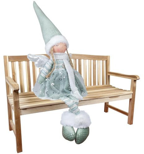Christmas Paradise Weihnachtsengel Kantenhocker 28cm (56cm) Dekofigur Silber-türkis
