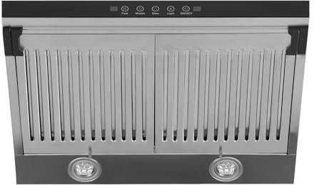 Hotte aspirante encastrable 60 cm extra plate en acier inoxydable 3 niveaux de commande tactile puissance d'aspiration max. 500 m³/h avec plaque de déflecteur transparente