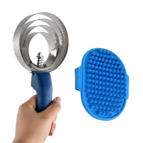 Aomhrek 2-In-1 Grooming Kit: Horse Brush Deshedding & Back Brush for Dogs, Horses, Cats - Perfect Furminator for Shedding & Grooming Needs