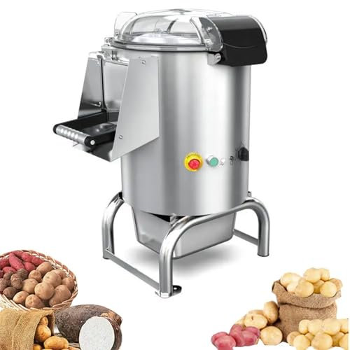 750W Commercial Potato Peeler, 100kg/h Stainless Steel Automatic Vegetable Peeler, Capacity 22L, With Filter Basin, Detachable Efficient Peeling Machine for Carrot, Kiwi, Potato, Sweet Potato