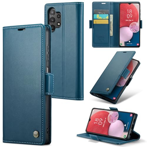 Rerzoiro Cover per Samsung Galaxy A13 4G/5G Custodia Portafoglio [Blocco RFID] Premium Pelle PU Wallet Case Flip Libro con Porta Carte Slot Supporto Flip Case per Samsung Galaxy A13 4G/5G, Blu