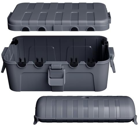 【2er Set】RESTMO große wasserdichte Kabelbox für den Außenbereich(32x22x13cm), gebündelt mit eine outdoor Kabelbox wasserdicht(29x11x7,5cm) für Verlängerungskabel, Schukostecker, Elektrowerkzeug, Grau