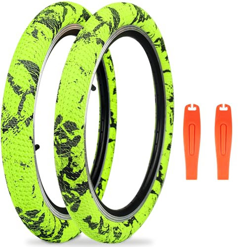 ZUKKA 2er-Pack 30TPI Fahrradreifen 20 Zoll Reifen 20 x 2.10 Mantel 56-406 für 20 Zoll Kinderfahrrad, MTB, Mountainbike, BMX, Gelb Grün