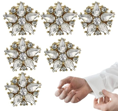 Lot De 6 Couvre-Boutons en Strass, Couvre-Boutons Amovibles À Clipser, Boutons De Chemise, Bijoux, Accessoires De Vêtements Fantaisie pour Femmes Et Hommes