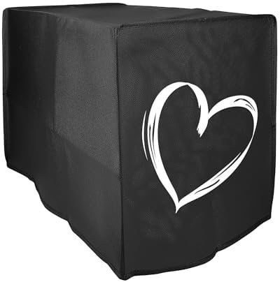 kwmobile Cubierta Compatible con Ninja Double Stack XL (9,5L) funda de tela - Cubierta Protectora Antimanchas y Antipolvo para Freidora de Aire - dibujo de corazón