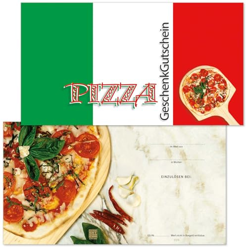GESCHENKGUTSCHEINcom - 100 Blanko Gutscheine - Formular mit Vordruck für Pizzeria Pizza italienisches Restaurant G1215-100-V1