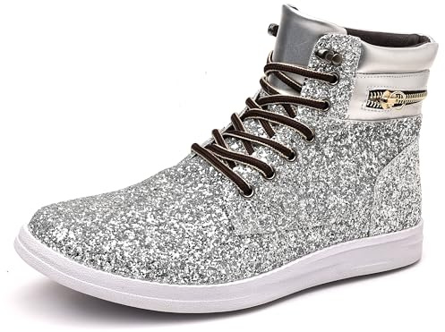 Trsorini Glitzernde Herrenschuhe, hohe Oberseite, modische glitzernde Sneaker, glänzende Pailletten, für Herren