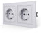 JIMEIDA Doppelsteckdose Silber Matt Glattes Hautgefühl mit Steckklemme 16Amp Schuko Steckdose 155 * 84mm,250V(Kann nicht vertikal installiert werden)