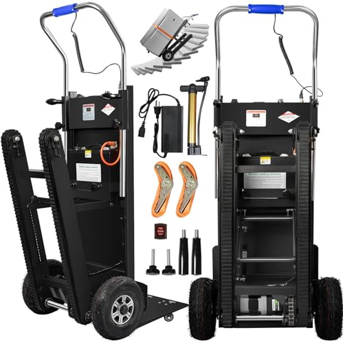 1250W Electric Stair Climbing Hand Truck with Rubber Tracks, 900lbs Stair Climber Trolley Lithium Battery with Safety Rope, Heavy Duty Stair Climber, Warehouse Logistics, Transport, Moving Furniture