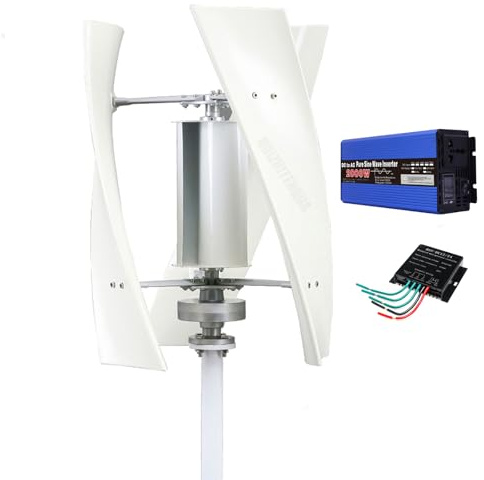 HUIZHITENGDA 2000W Effizienter Vertikaler Windturbinengenerator, Für Zuhause 12V 24V 48V 220V AC Permanentmagnet-Windgenerator Mit Wechselrichter/MPPT-Controller