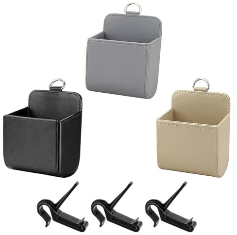 VEOIRXU 3 Pezzi Organizer Per Auto Scatola Portaoggetti Per Auto Scatola Portaoggetti Per Prese d'Aria Organizzatore Portaoggetti Borsa Per Telefono Monete Chiavi Porta Carte (3 Colori)