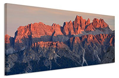 150x50cm Leinwandbild auf Keilrahmen Italien Alpen Dolomiten Felsen Wandbild auf Leinwand als Panorama