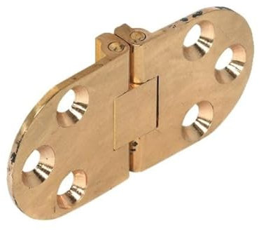 Gedotec Charnière Table Pliante - Pour Table de Cuisine, Machine à Coudre, Meuble Bureau, Plateau Rabattable - Charnière Invisible Plate en Métal Acier Nickelé - Laiton Mate -30x65 mm - 1 Pièce