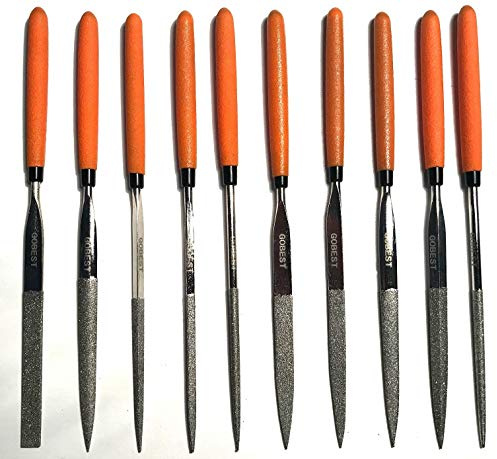 GOBEST jewellers Diamond Precision Needle File Metal Set 10 pcs 3x140, 50mm Diamond Coating (GB-0063)