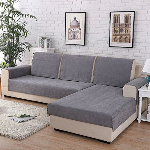 HM&DX Sofa Abdeckung Wasserdicht Für Haustiere Hund Sectional Sofa Anti-rutsch Water Resistant Schmutzresistent Sofa Cover Slipcover Möbel Protektor-Verkauft in Stück-grau 110x240cm