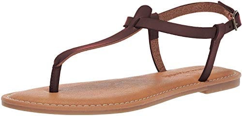 Amazon Essentials Women's Casual Thong Sandal with Ankle Strap, Brown, 3 UK