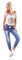 Fashion4Young 10802 Damen Jeans Hose Boyfriend Haremsjeans Haremsstyle Röhre Damenjeans Pants (M=38, Blau2)