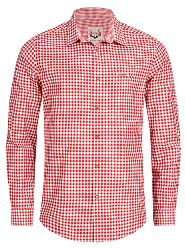 Stockerpoint Chemise Traditionnelle (modèle: OC-Martl), Bavaroise à Carreaux pour Homme, Coupe Classique, XXL, Rouge
