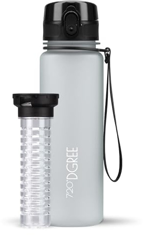 720°DGREE Gourde, Bouteille d’Eau “uberBottle“ +Tamis-Fruits – 350ml, 500ml, 650ml, 1l, 1,5l, 2l - Sans BPA, Étanche, Anti-Fuite, Réutilisable, Légère - Idéal pour École, Sport, Fitness, Gym, Travail