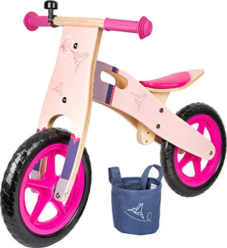 small foot Mädchen rosa, höhenverstellbarem Sattel und Softbereifung, Jahren, Laufrad Kolibri aus Holz, mitwachsend, inkl.Tragegriff,Gurt und Einschlagsbegrenzung, ab 3 J, 11613, normal
