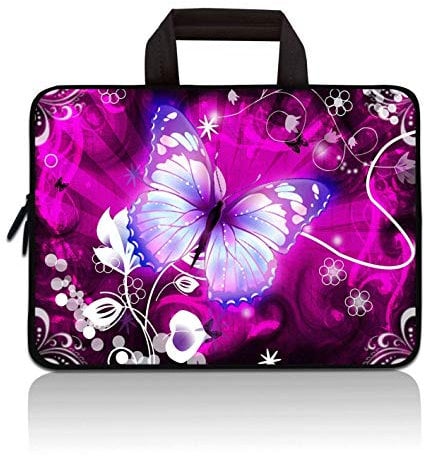 11 11.6 12 12.1 12.5 inch Laptop Carrying Bag Case Notebook Ultrabook Bag Tablet Cover Neoprene Fit Samsung Google Acer HP DELL Lenovo Asus (11 11.6 12.1 12.2 inch, Purple Butterfly)