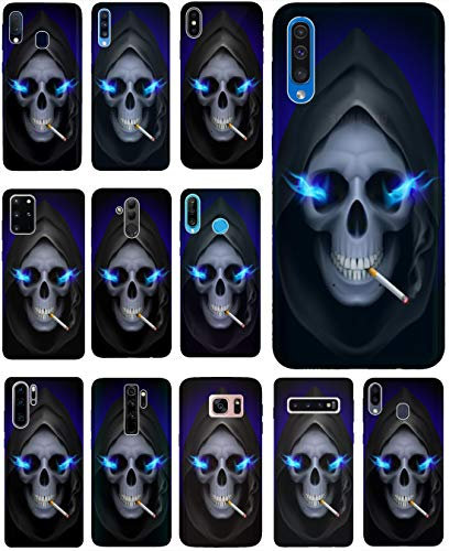 KX-Mobile Hülle für LG K20 Handyhülle Design 1048 Totenkopf Sensenmann Zigarette aus flexiblem Silikon SchutzHülle Softcase HandyCover Hülle für LG K20