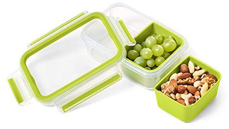 Snackbox mit 2 Einsätzen Clip Go Grün EMSA