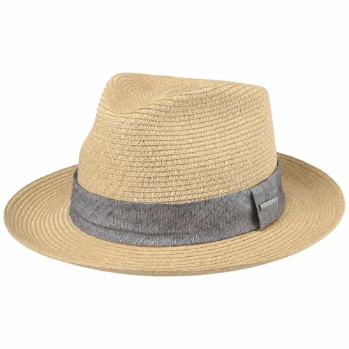 Stetson Lintano Toyo Sombrero Fedora de Paja Banda Multicolor Unisex Primavera Verano