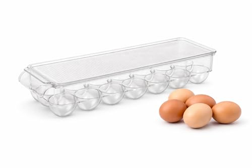 Vita Perfetta - Scatola per uova per 14 uova, porta uova in plastica, organizer per conservare uova (37 x 11 cm)