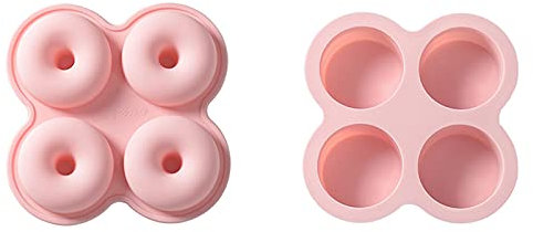 Rosquilla De Silicona Molde De Cocción Molde De Silicona Para Donas para Galletas Pastelería Mousse Donas Lavavajillas Hornos Horno Microondas Juego De 2 Moldes De Silicona Antiadherente Rosa