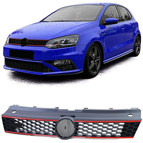 Kühlergrill Schwarz Matt Rot Sport Optik für VW Polo 5 6R 6C 09-17 auch GTI